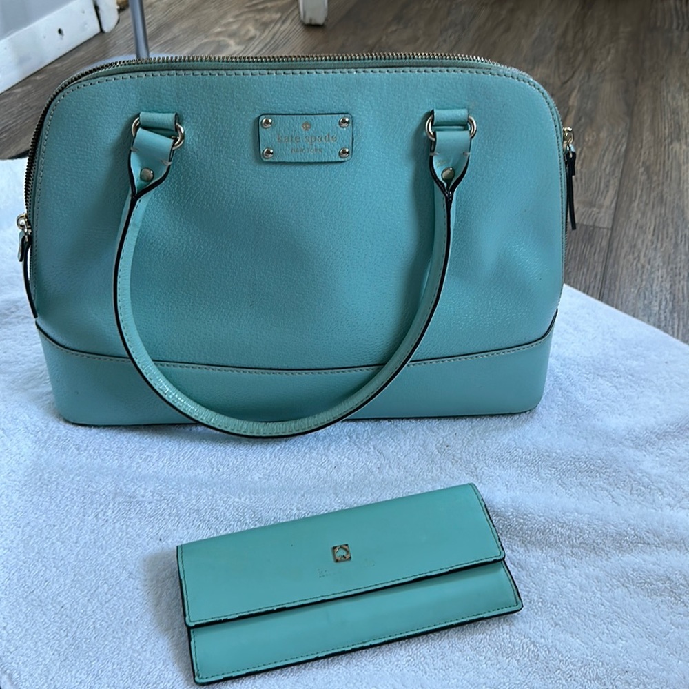 Kate Spade Tiffany Blue Purse and Wallet Set